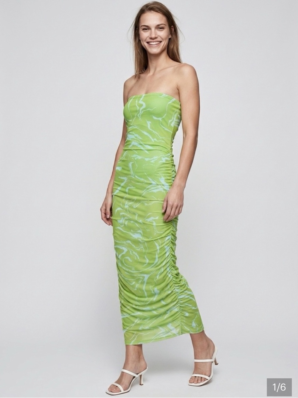 Anthropologie strapless pistachio green tube dress
